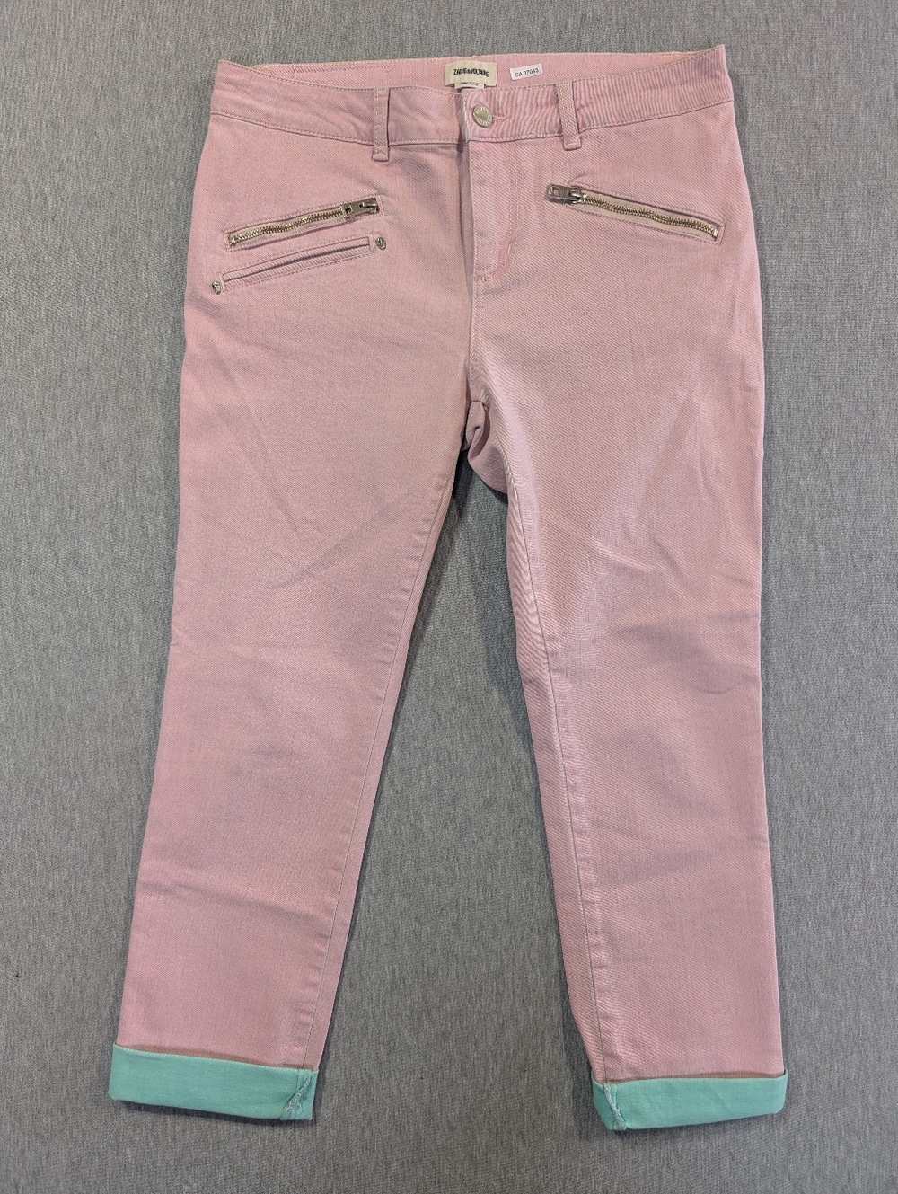 Zadig & Voltaire Pink Ava Cropped Jeans 28 Raw Hem Straight Leg